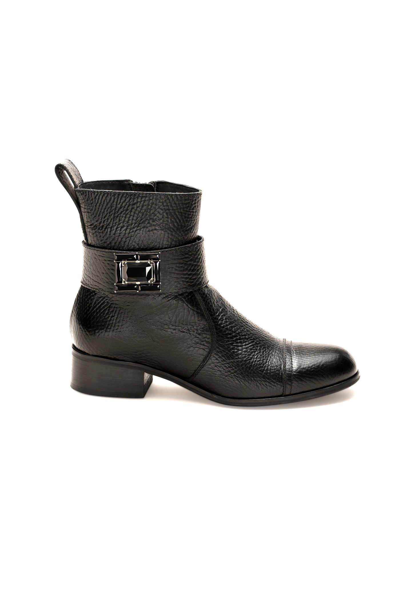 Isabelle Leder Boots mit austauschbarer Brosche Nora