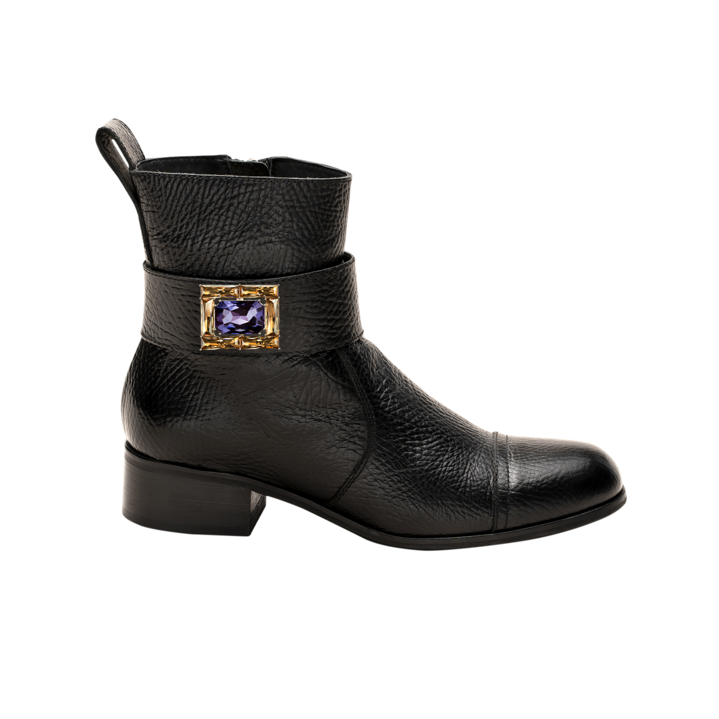 Isabelle Leder Boots mit austauschbarer Brosche Elise