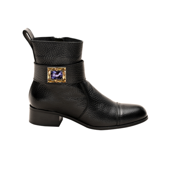 Isabelle Leder Boots mit austauschbarer Brosche Elise